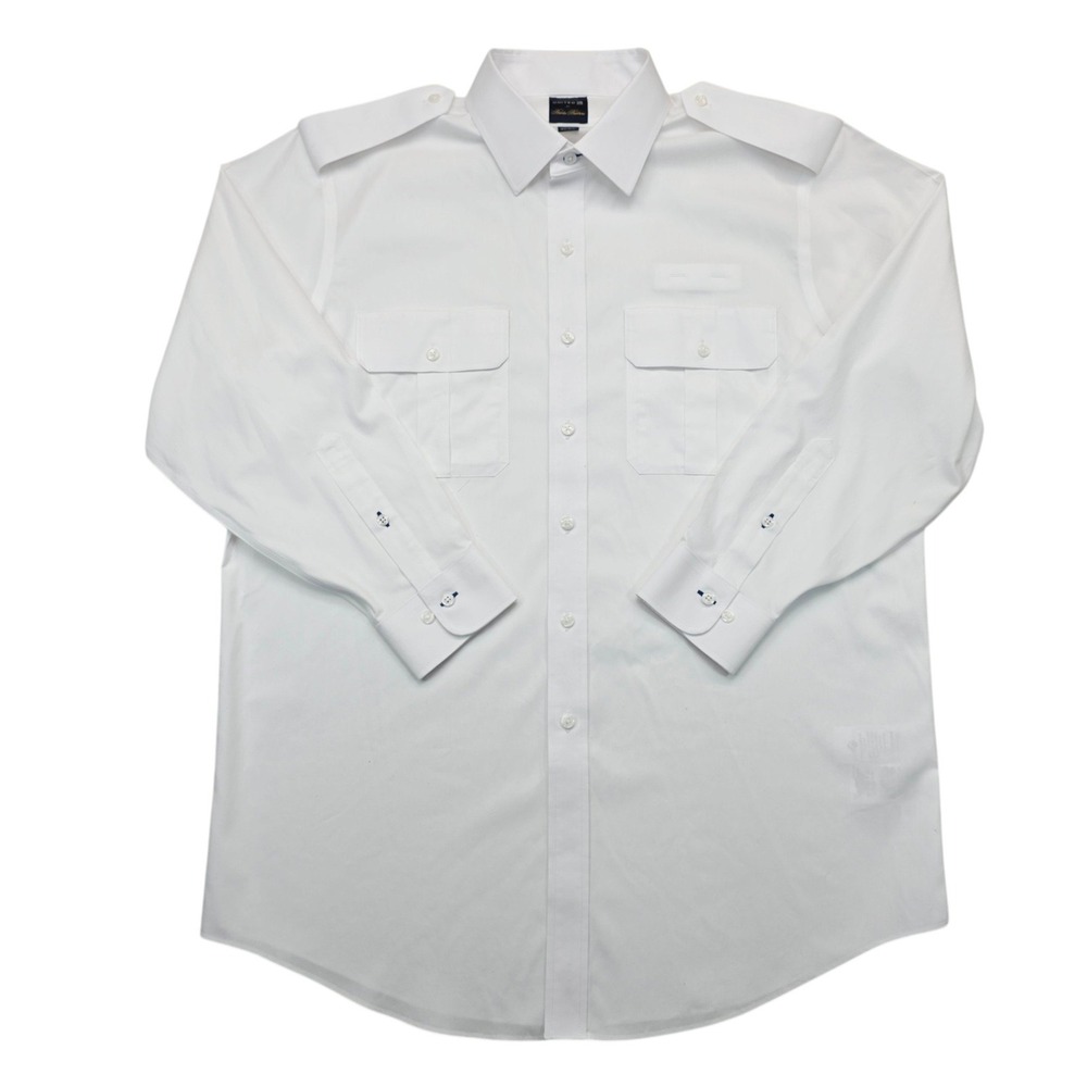 Brooks Brothers United Airlines Pilot Uniform Shirt White Long Sleeve 16.5 32/33